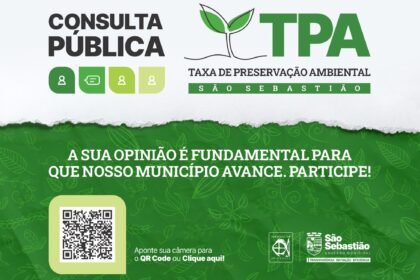 Prefeitura de São Sebastião realiza consulta pública online sobre a Taxa de Preservação Ambiental.
