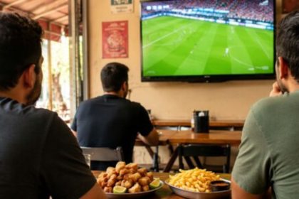 Área de gastronomia da FunFest Copa do Mundo 2026 no Complexo Turístico do Camaroeiro, em Caraguatatuba