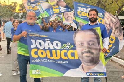 João Colucci, vice-prefeito de Ilhabela, durante convenção do União Brasil na Alesp