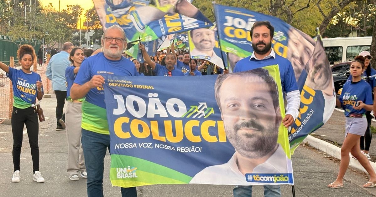 João Colucci, vice-prefeito de Ilhabela, durante convenção do União Brasil na Alesp