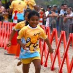 Corrida kids na Praia do Perequê durante as comemorações do aniversário de Ilhabela